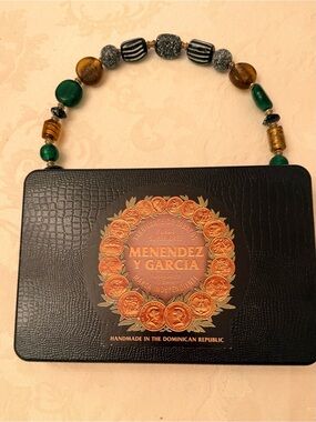 Black Beaded Handle Clutch unique cigar purse